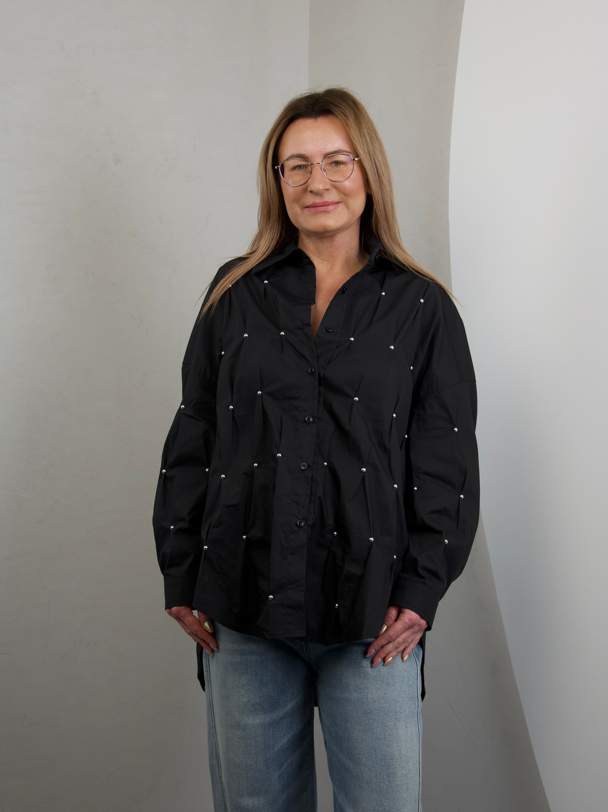 Shirt with silver studs