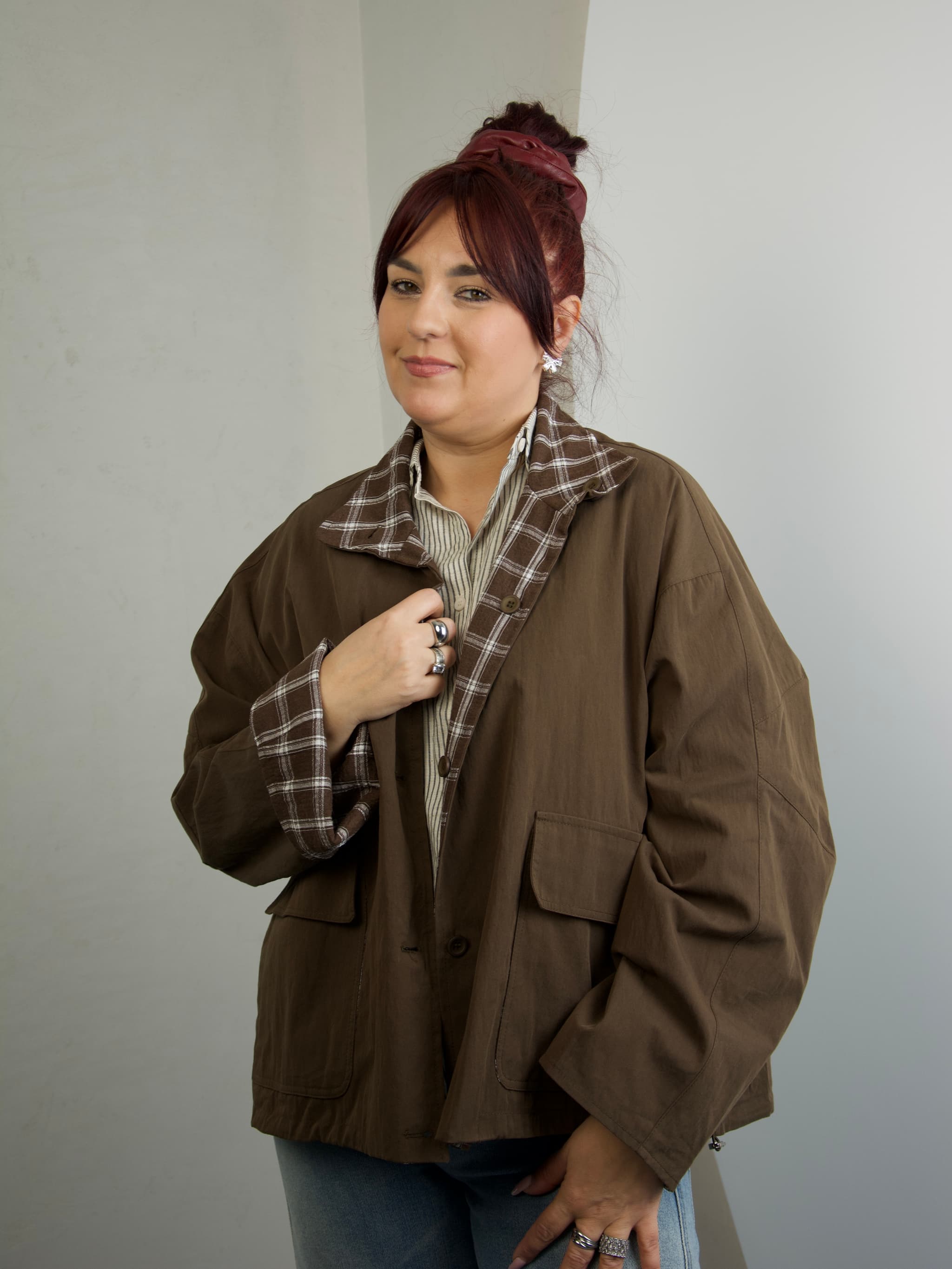 Reversible jacket with stand collar