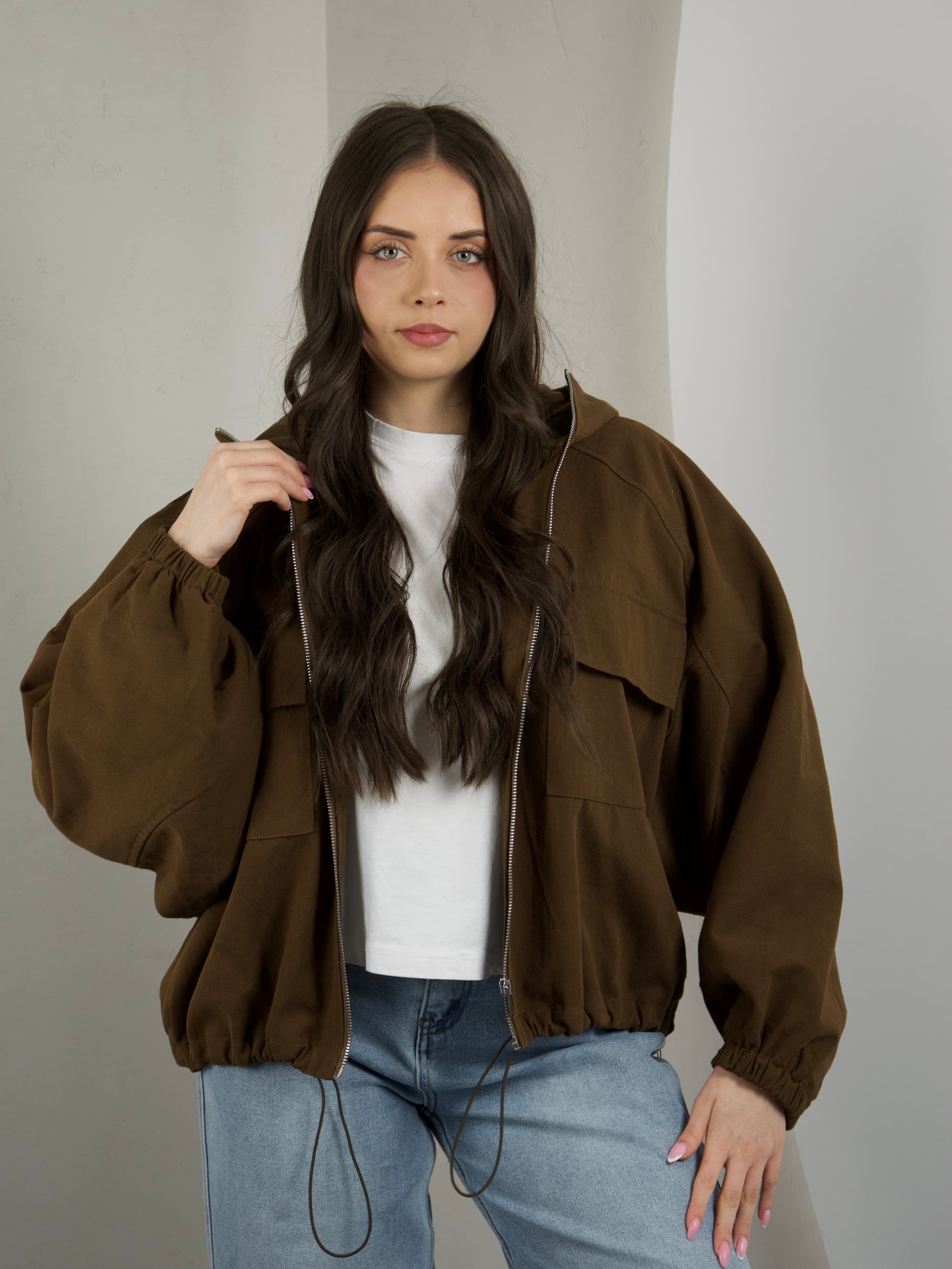 Hooded bomber jacket