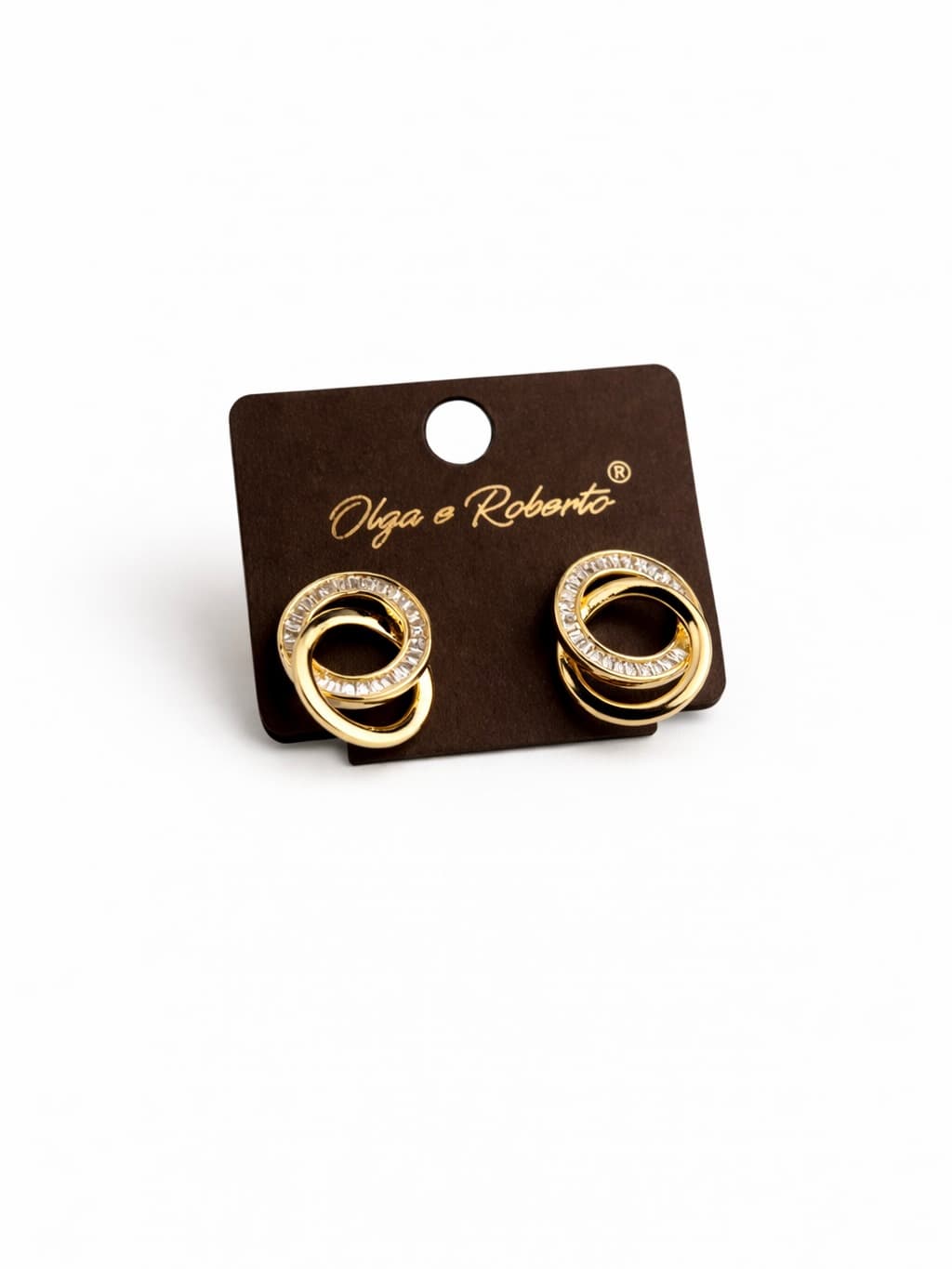 Double hoop earrings with cubic zirconia
