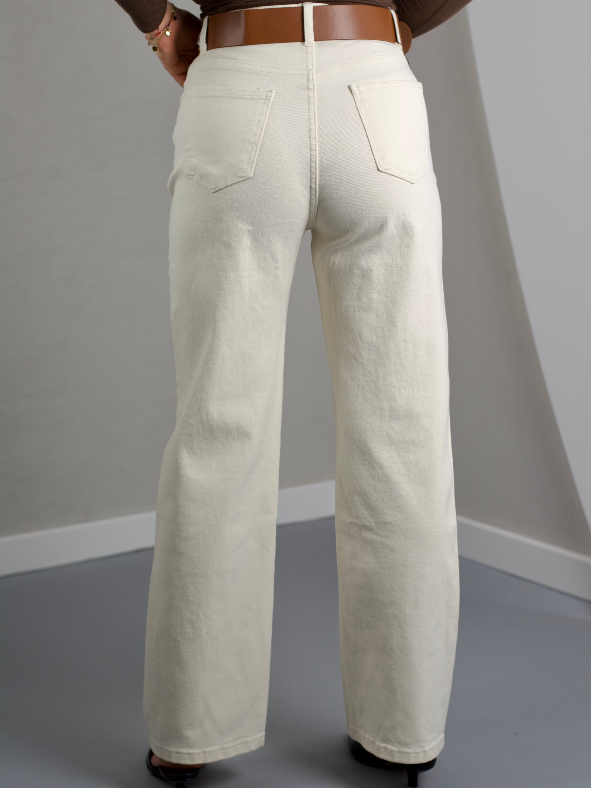 Cream wide-leg pants