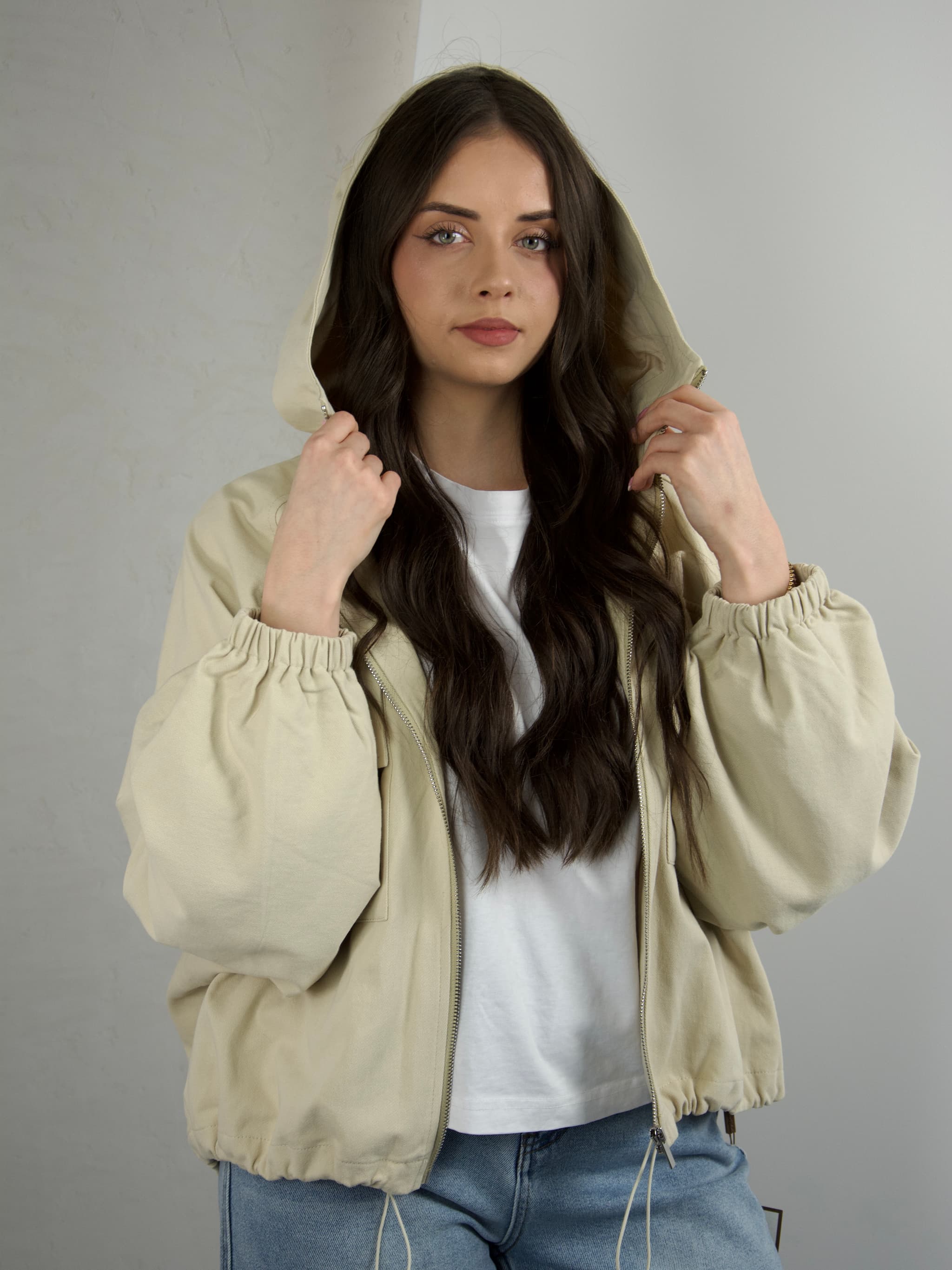 Hooded bomber jacket