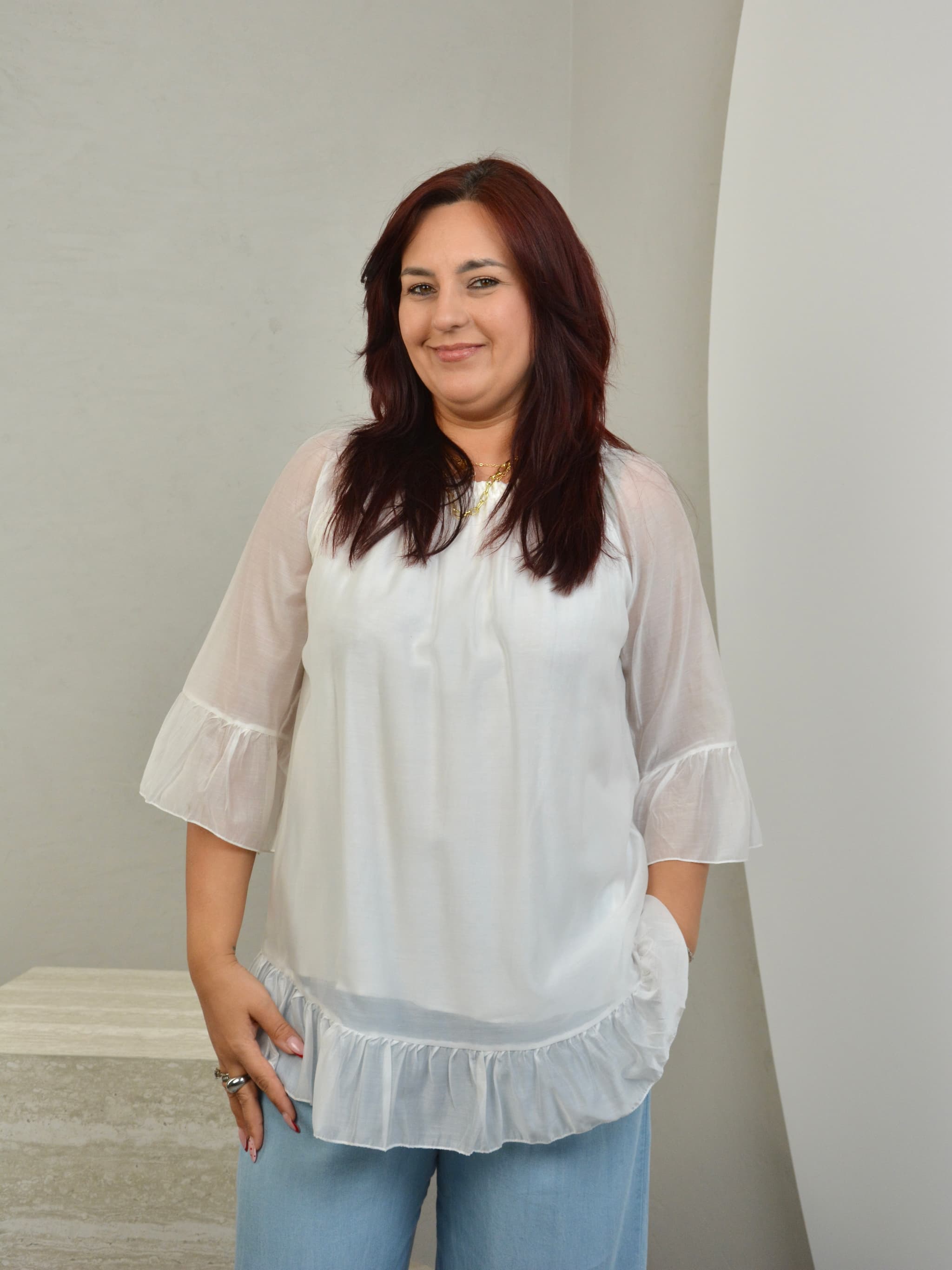 Bluzka mgiełka z falbanką